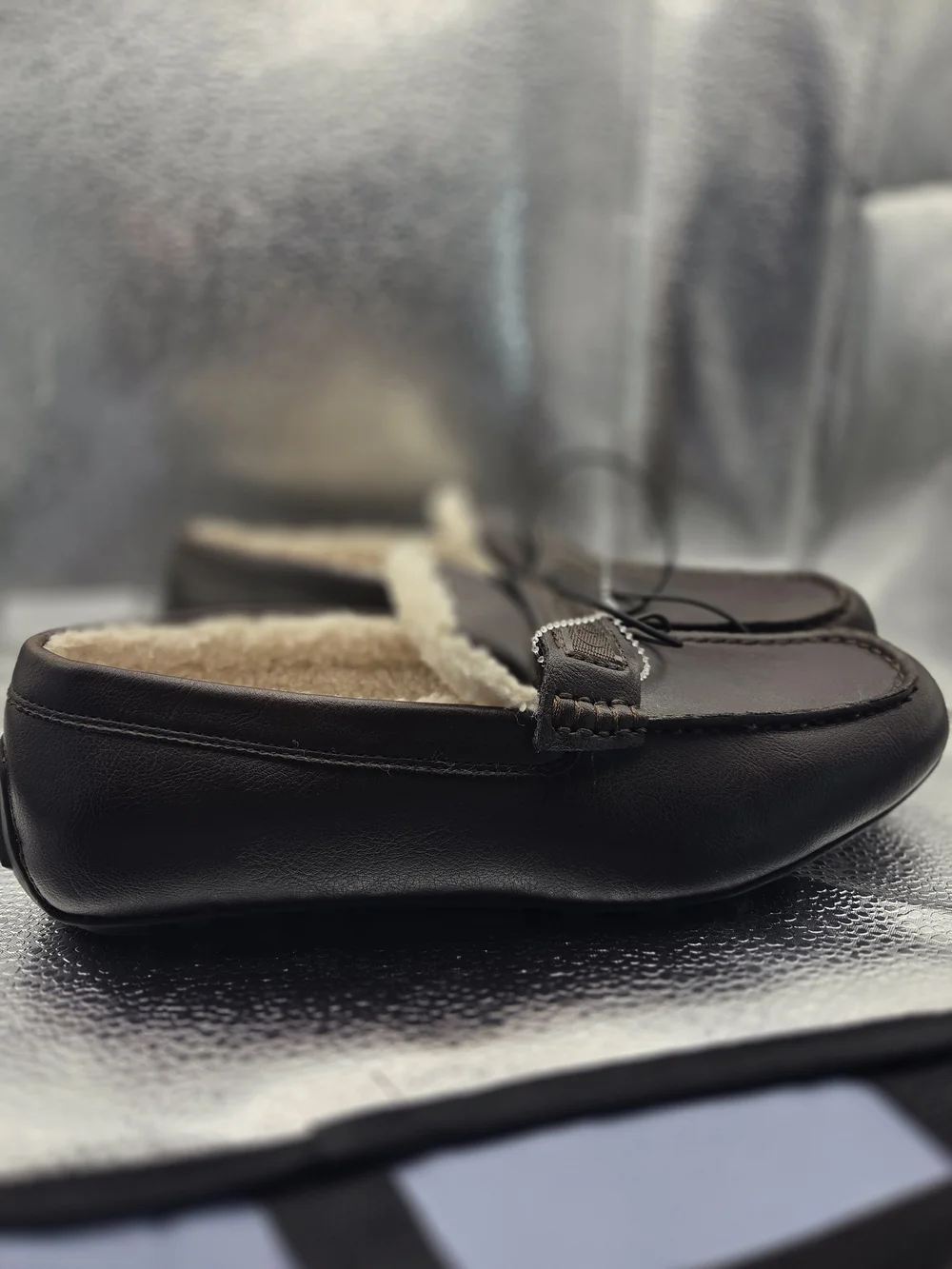 Calvin Klein Men’s Brown Leather Slip-On Moccasin